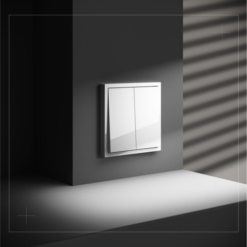 Выключатель встраиваемый Voltum S70 двухклавишный 10А, (белый глянцевый) VLS020101 фото 6