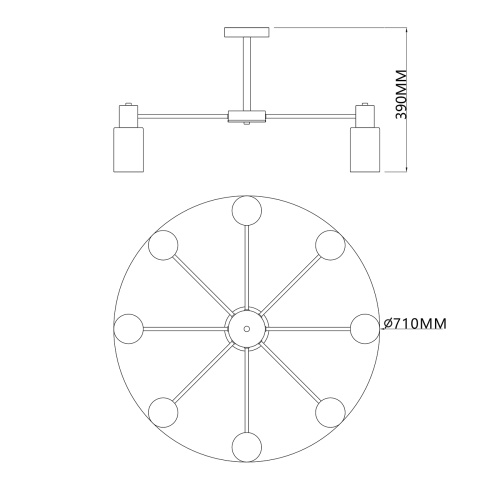 Светильник на штанге Escada 2120/8P E14*40W Black фото 2 Светильник на штанге Escada 2120/8P E14*40W Black фото 2