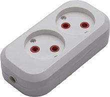 Розетка (колодка) переносная разборная 2-местная б/з STEKKER, PST10-200-20, 250В, 10A, IP20，белый