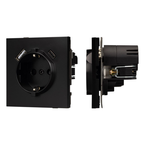 Механизм розетки с USB зарядкой SCT-TENDO-MUAC-PL-BK (230V, 16A) Arlight 054087