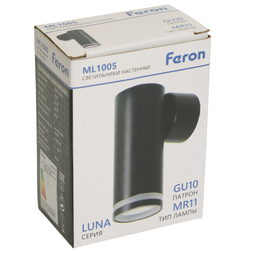 Светильник Feron ML1005 LUNA настенный под лампу GU10, черный фото 5