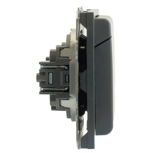 RST16-5113-05 Розетка 1-местная с крышкой с защ. штор STEKKER, б/з, IP42, 250В, 16А, серия Эмили, RST16-5113-05, черный уголь, soft touch фото 9