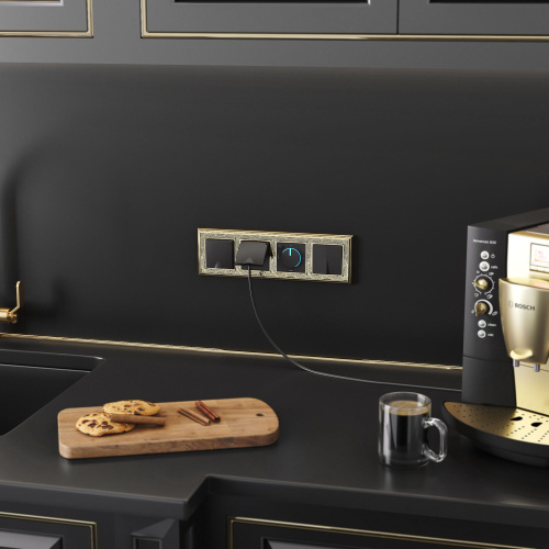 Выключатель двухклавишный проходной (черный матовый) W1122008 фото 2