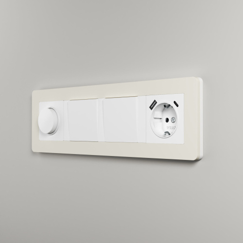 Рамка из поликарбоната на 4 поста Split айвори/белый, soft-touch W0043066 фото 6 Рамка из поликарбоната на 4 поста Split айвори/белый, soft-touch W0043066 фото 6