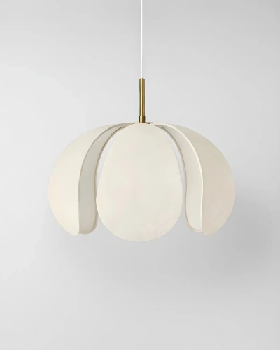 Золотой подвесной светильник "Флэк" с бежевым абажуром