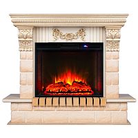 Электрокамин RealFlame Gracia 24/25,5 WT белый дуб с золотой патиной с очагом Sparta 25,5 LED