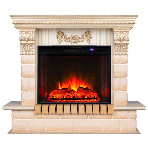 Электрокамин RealFlame Gracia 24/25,5 WT белый дуб с золотой патиной с очагом Sparta 25,5 LED Электрокамин RealFlame Gracia 24/25,5 WT белый дуб с золотой патиной с очагом Sparta 25,5 LED