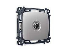 Комплект механизма TV розетки проходной AMBRELLA VOLT OMEGA Сталь матовый 5-1000 MHz 4dB QUANT (OP5130, VM211) MO513030