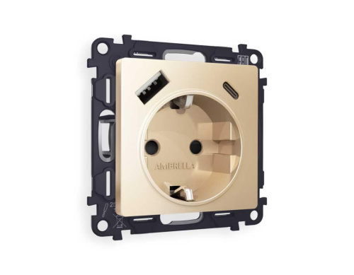 Комплект механизма электрической розетки AMBRELLA VOLT ALFA Шампань 2USB A+C 20W (быстрая зарядка) с/з QUANT (AP6100, VM160) MA610010 Комплект механизма электрической розетки AMBRELLA VOLT ALFA Шампань 2USB A+C 20W (быстрая зарядка) с/з QUANT (AP6100, VM160) MA610010