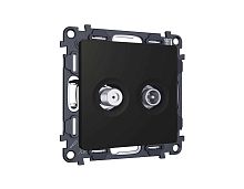 Комплект механизма розетки TV оконечной + SAT 5-862MHz 3.5dB/950-2150MHz 3.5dB Ambrella Volt ALFA Черный матовый QUANT (AP8133, VM217) MA813310