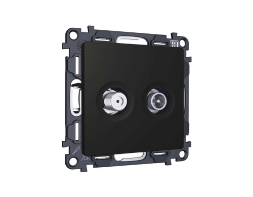 Комплект механизма розетки TV оконечной + SAT 5-862MHz 3.5dB/950-2150MHz 3.5dB Ambrella Volt ALFA Черный матовый QUANT (AP8133, VM217) MA813310