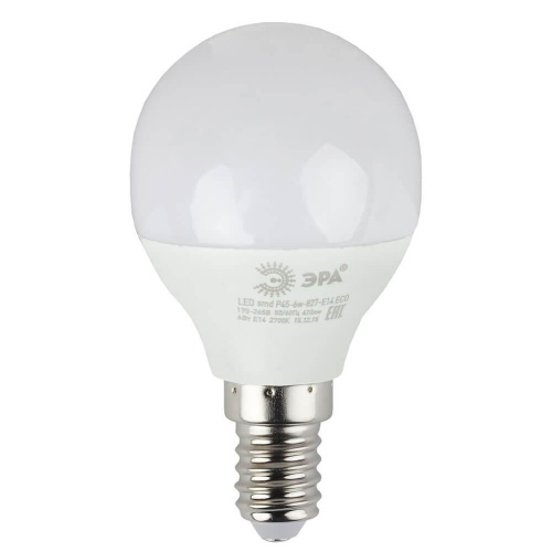 Лампа светодиодная ЭРА E14 6W 2700K матовая ECO LED P45-6W-827-E14 Б0020626 Лампа светодиодная ЭРА E14 6W 2700K матовая ECO LED P45-6W-827-E14 Б0020626