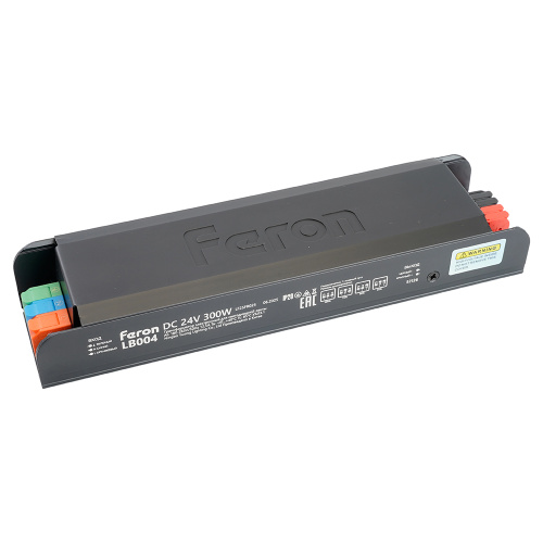 Трансформатор электронный для светодиодной ленты с плавным пуском и диммированием 300W 24V IP20, клипсы, LB004