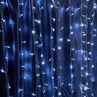 Светодиодная гирлянда Feron CL24 занавес 3*3м  + 3м 5000К, c питанием от сети 230V, эффектом стробов, белый шнур