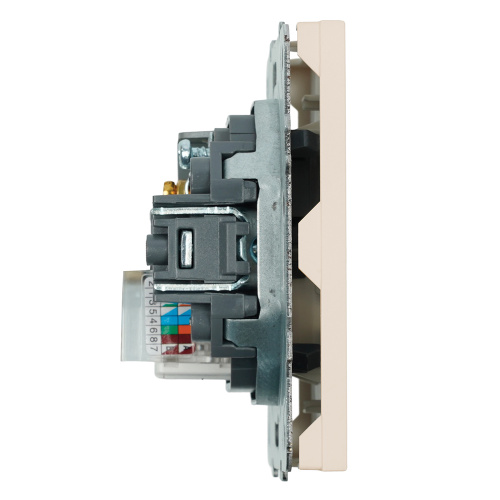 Розетка TV + компьютерная RJ-45 (механизм), STEKKER, серия Эмили, RST00-5106-08, кашемир, soft touch фото 5