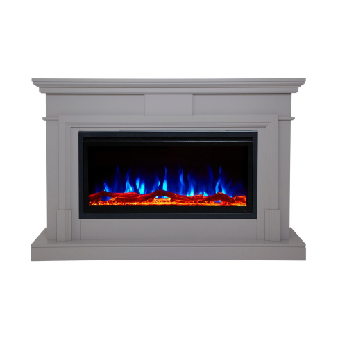 Каминокомплект MARCO/СМАРТ Светло-серый с очагом Электроочаг SAFITA/САФИТА 36