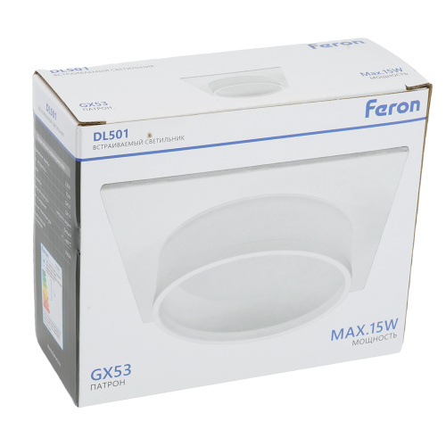 Светильник встраиваемый Feron DL501 потолочный GX53 белый квадрат фото 11
