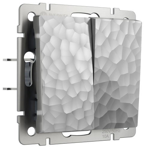 Выключатель двухклавишный (Hammaer серебряный) W1220006