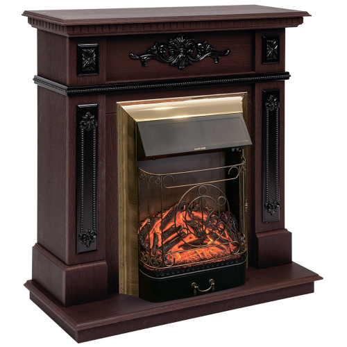 Электрокамин RealFlame Lilian DN орех с очагом Majestic Lux Brass фото 2