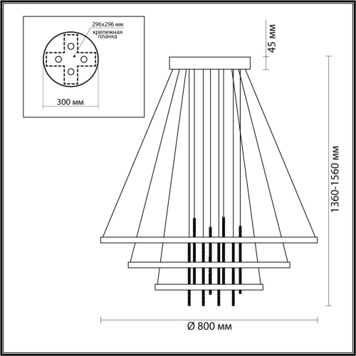 3901/99L L-VISION ODL20 521 золотистый/стекло/металл Подвесной светильник LED 4000K 113W 220V MONICA фото 5 3901/99L L-VISION ODL20 521 золотистый/стекло/металл Подвесной светильник LED 4000K 113W 220V MONICA фото 5