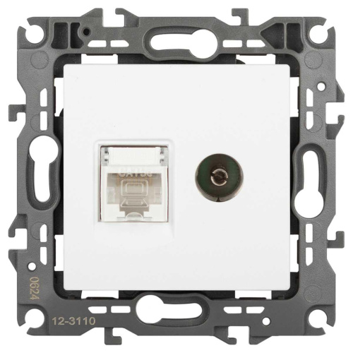 Розетка ЭРА Серия 12 12-3110-01М комбинированная RJ45+TV, белый матовый Б0065691