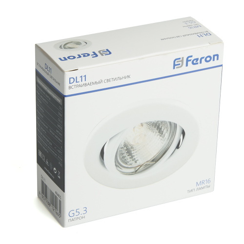 Светильник потолочный встраиваемый Feron DL11 MR16 50W G5.3 белый матовый фото 5