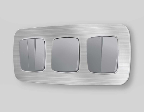 Комплект механизма 2-клавишного перекрестного выключателя 10A-250V Ambrella Volt OMEGA Сталь матовый QUANT (OP5030, VM125) MO503030 фото 6