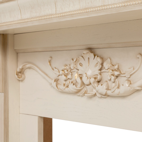 Электрокамин RealFlame Patricia WT белый дуб с золотой патиной с очагом Majestic Lux Brass фото 7