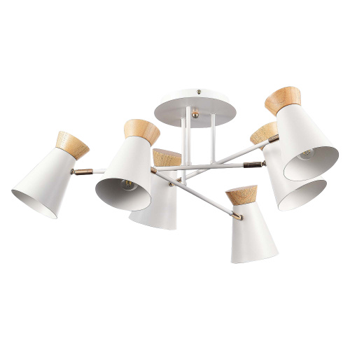 SLE1252-502-06 Светильник потолочный Белый, Золотистый/Белый, Дерево E27 6*60W ALFEO фото 5