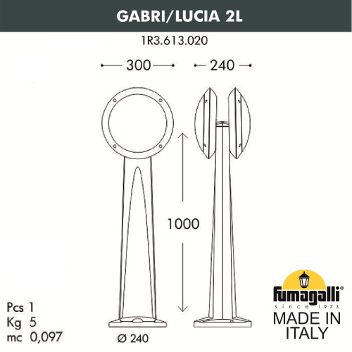 Садовый светильник-столбик FUMAGALLI GABRI/LUCIA 2L 1R3.613.020.WYE27 фото 2 Садовый светильник-столбик FUMAGALLI GABRI/LUCIA 2L 1R3.613.020.WYE27 фото 2