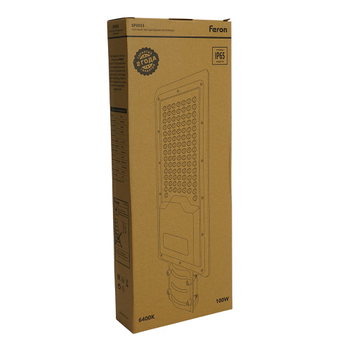 Светодиодный уличный консольный светильник Feron SP3033 100W 6400K 230V, серый фото 6