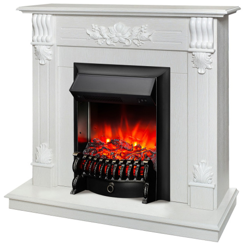 Электрокамин RealFlame Ottawa WT белое золото с очагом Fobos Lux Black фото 2
