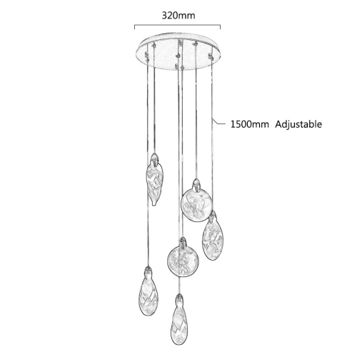 Подвесной светильник MT9176-6H titanium gold фото 2