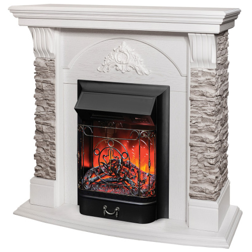 Каминокомплект ATHENA/АТЛАНТА GR Белый дуб с очагом Электроочаг MAJESTIC LUX RC/МАДЖЕСТИК С ПУЛЬТОМ фото 2