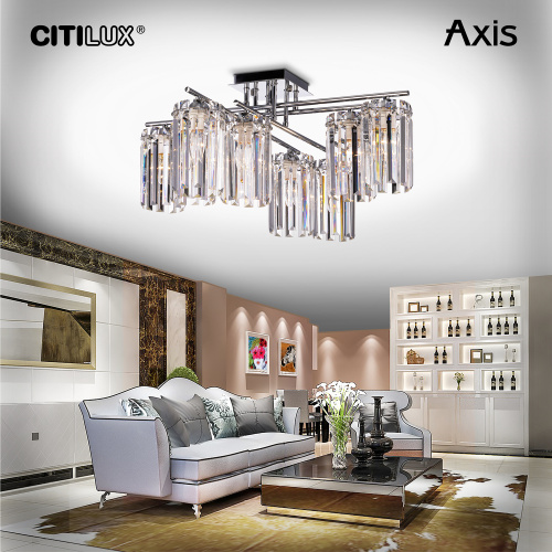 Citilux AXIS CL313281 Люстра хрустальная потолочная Хром фото 2 Citilux AXIS CL313281 Люстра хрустальная потолочная Хром фото 2
