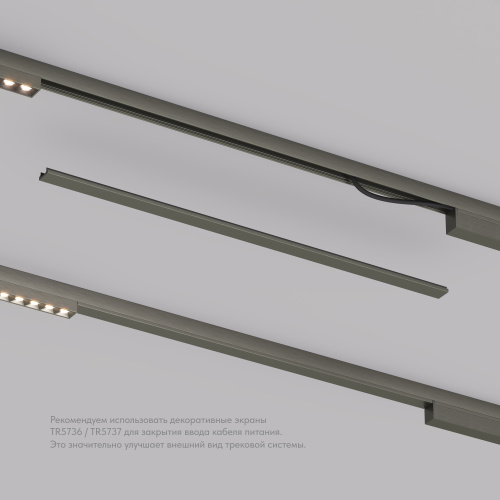TR5737-DN Декоративная заглушка желоба трека, 50см, для трека Shine, серия Base, темный никель, алюминий фото 5