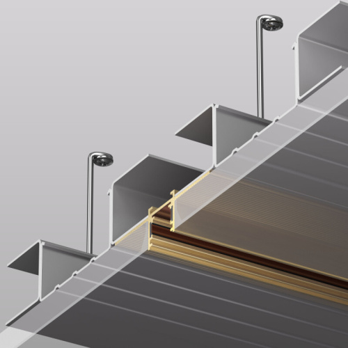 Трек SHINE HIDE для ГКЛ 12,5мм, 2м, 48В DC, IP20, сатинированная латунь, алюминий фото 5
