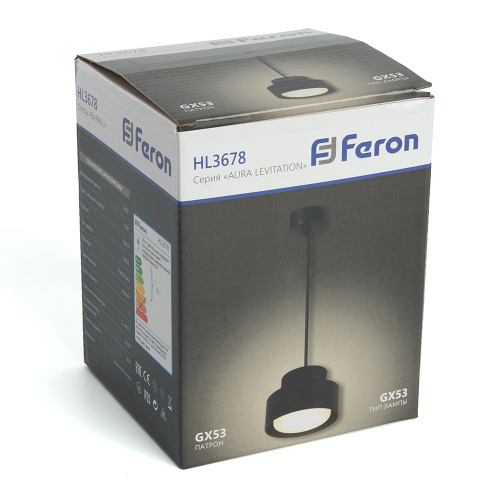 Светильник потолочный Feron HL3678 Barrel AURA levitation 12W, 230V, GX53, чёрный, на подвесе 1,7 м фото 4
