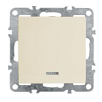 Выключатель 1-клавишный c индикатором (механизм), STEKKER, PSW10-9101-02, 250В, 10А, серия Эрна, слоновая кость