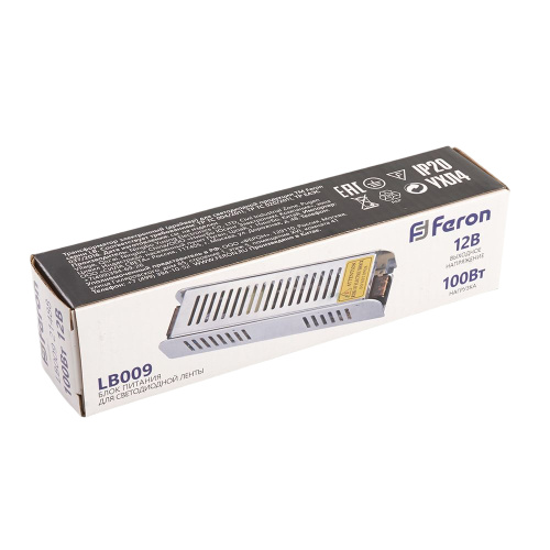 Трансформатор электронный для светодиодной ленты 100W 12V (драйвер), LB009 FERON фото 6