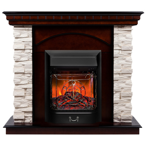 Каминокомплект ELFORD/РАЛЬФ Античный дуб с очагом Электроочаг MAJESTIC LUX/МАДЖЕСТИК