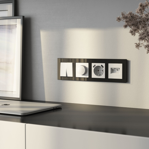 Рамка из стекла на 4 поста Favorit черный W0041108 фото 4 Рамка из стекла на 4 поста Favorit черный W0041108 фото 4