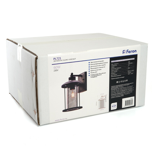 Светильник садово-парковый Feron PL721 на стену вниз  60W E27 230V, черный фото 8