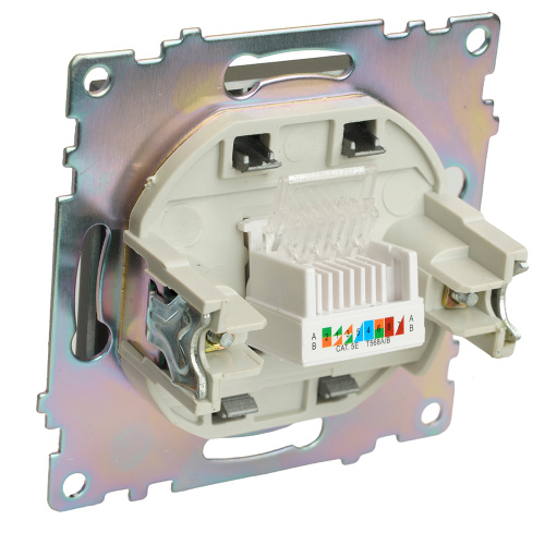 Розетка компьютерная 1-местная RJ-45 (механизм), серия Катрин, графит, GLS00-7107-06 фото 6