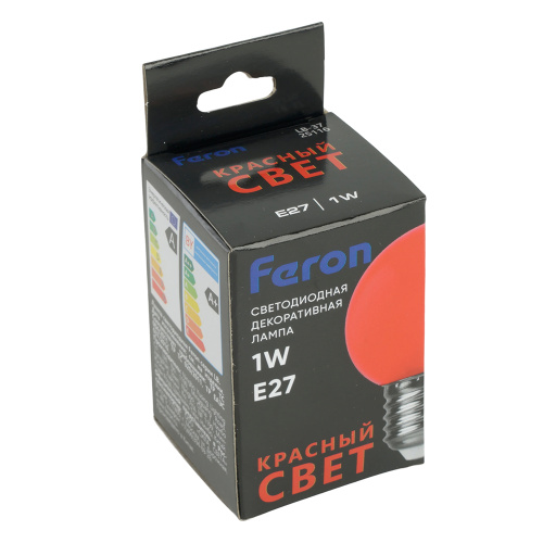 Лампа светодиодная Feron LB-37 Шарик матовый E27 1W 230V Красный фото 5