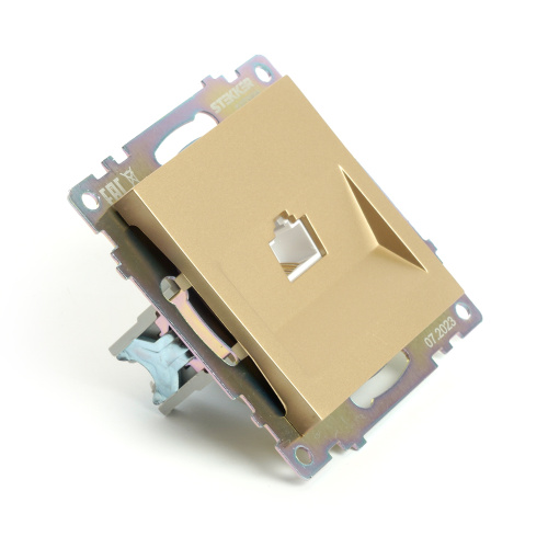 Розетка компьютерная 1-местная RJ-45 (механизм), STEKKER, GLS00-7107-08, серия Катрин, золото фото 4