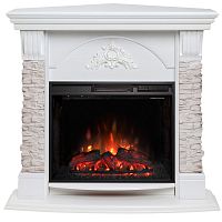 Каминокомплект ATHENA CORNER/АТЛАНТА УГЛ. GR Белый с очагом Электроочаг SPARTA 25.5
