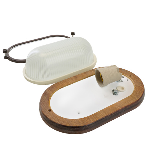 Светильник накладной IP54, 220V 60Вт Е27, дерево, орех, овал НБО 04-60-021 фото 6