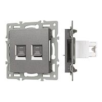 Механизм компьютерной розетки двойной SCT-MPC2-PL-GR (RJ-45, CAT6) Arlight 045338