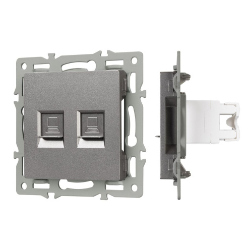 Механизм компьютерной розетки двойной SCT-MPC2-PL-GR (RJ-45, CAT6) Arlight 045338
